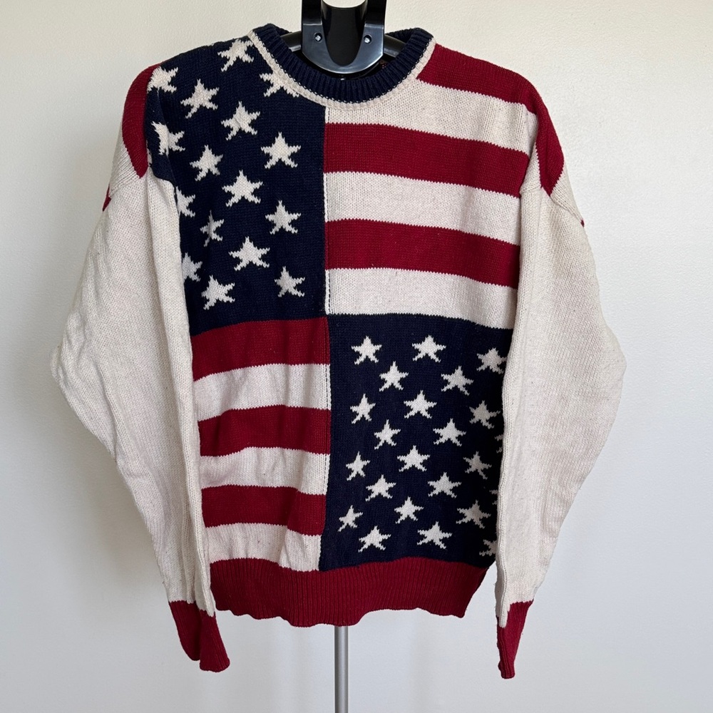 Structure Red, White & Blue American Flag Knit Sweater Size Men’s Medium
